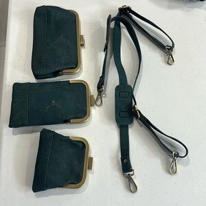 NWT Laflore Paris Emerald Teal Bag Collection - Sunglasses case,mini bag,change